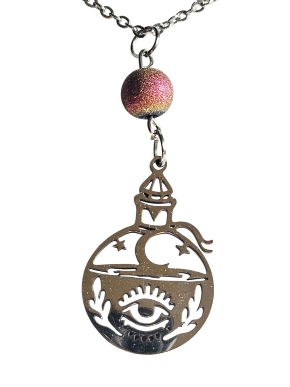Potion Bottle Silver Necklace with Ombre Bead